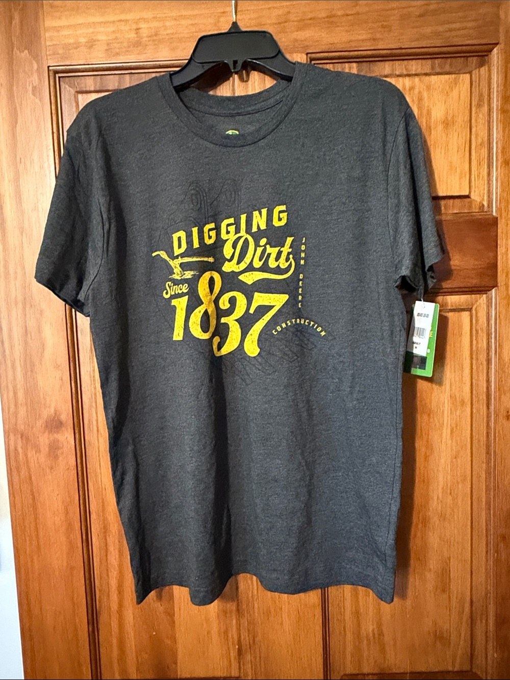 John Deere Charcoal Tee with Yellow "Digging Dirt 1837" Graphic